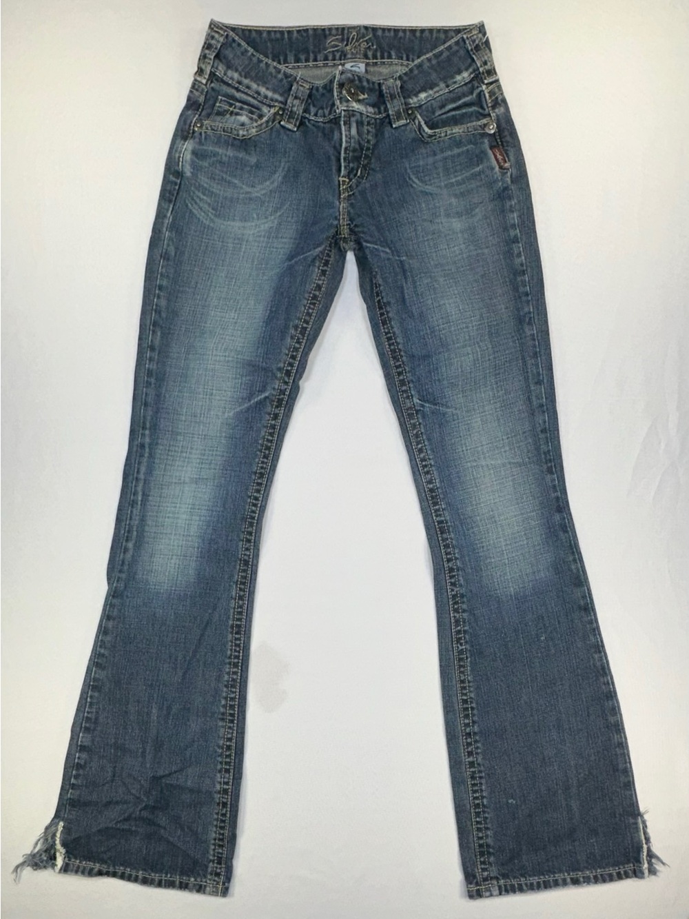 Silver Jeans Women's Distressed Bootcut Blue Denim Jeans Raw Hem Size 26